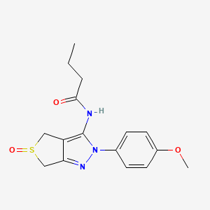molecular formula C16H19N3O3S B2377436 N-[2-(4-methoxyphenyl)-5-oxo-2H,4H,6H-5lambda4-thieno[3,4-c]pyrazol-3-yl]butanamide CAS No. 958843-11-3