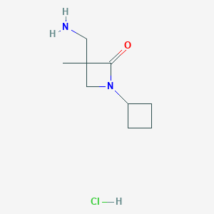 B2377439 3-(Aminomethyl)-1-cyclobutyl-3-methylazetidin-2-one hydrochloride CAS No. 2230799-56-9
