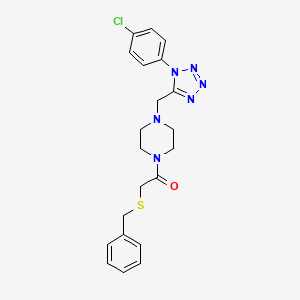 molecular formula C21H23ClN6OS B2377447 2-(benzylthio)-1-(4-((1-(4-chlorophenyl)-1H-tetrazol-5-yl)methyl)piperazin-1-yl)ethanone CAS No. 1049456-92-9