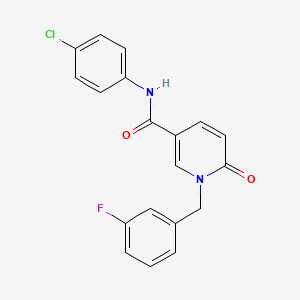 molecular formula C19H14ClFN2O2 B2377506 N-(4-chlorophenyl)-1-[(3-fluorophenyl)methyl]-6-oxo-1,6-dihydropyridine-3-carboxamide CAS No. 1004256-62-5