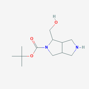molecular formula C12H22N2O3 B2377509 tert-butyl 4-(hydroxymethyl)-2,3,3a,4,6,6a-hexahydro-1H-pyrrolo[3,4-c]pyrrole-5-carboxylate CAS No. 1334652-10-6