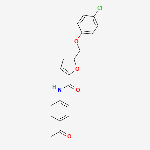 molecular formula C20H16ClNO4 B2377573 N-(4-acetylphenyl)-5-[(4-chlorophenoxy)methyl]furan-2-carboxamide CAS No. 890615-29-9