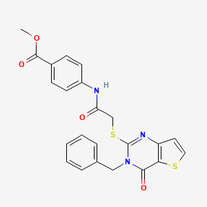 molecular formula C23H19N3O4S2 B2377587 methyl 4-[2-({3-benzyl-4-oxo-3H,4H-thieno[3,2-d]pyrimidin-2-yl}sulfanyl)acetamido]benzoate CAS No. 1252929-83-1