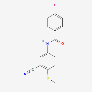 molecular formula C15H11FN2OS B2377588 N-[3-cyano-4-(methylsulfanyl)phenyl]-4-fluorobenzamide CAS No. 306980-86-9