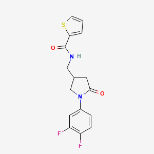 molecular formula C16H14F2N2O2S B2377595 N-[[1-(3,4-Difluorophenyl)-5-oxopyrrolidin-3-yl]methyl]thiophene-2-carboxamide CAS No. 2415634-20-5