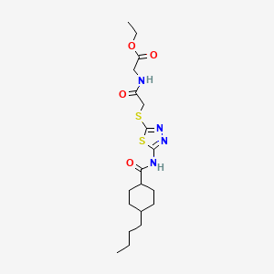 molecular formula C19H30N4O4S2 B2377624 Ethyl 2-(2-((5-(4-butylcyclohexanecarboxamido)-1,3,4-thiadiazol-2-yl)thio)acetamido)acetate CAS No. 893338-01-7