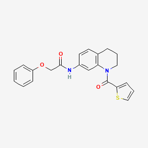 molecular formula C22H20N2O3S B2377632 2-phenoxy-N-[1-(thiophene-2-carbonyl)-3,4-dihydro-2H-quinolin-7-yl]acetamide CAS No. 946320-05-4