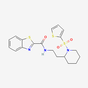 molecular formula C19H21N3O3S3 B2377645 N-(2-(1-(thiophen-2-ylsulfonyl)piperidin-2-yl)ethyl)benzo[d]thiazole-2-carboxamide CAS No. 1209564-26-0