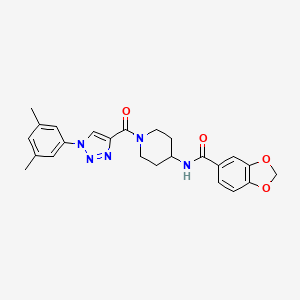 N-(1-(1-(3,5-dimethylphenyl)-1H-1,2,3-triazole-4-carbonyl)piperidin-4-yl)benzo[d][1,3]dioxole-5-carboxamide