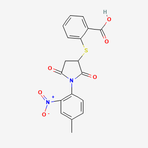2-((1-(4-Methyl-2-nitrophenyl)-2,5-dioxopyrrolidin-3-yl)thio)benzoic acid