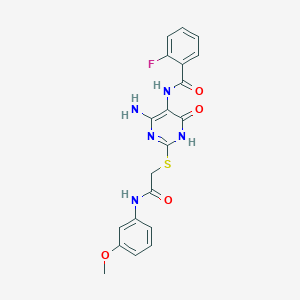 N-(4-amino-2-((2-((3-methoxyphenyl)amino)-2-oxoethyl)thio)-6-oxo-1,6-dihydropyrimidin-5-yl)-2-fluorobenzamide