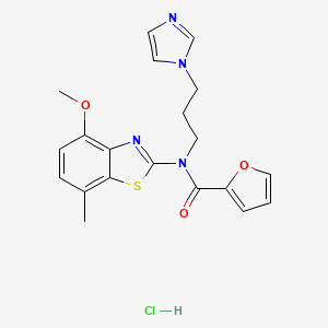 N-(3-(1H-imidazol-1-yl)propyl)-N-(4-methoxy-7-methylbenzo[d]thiazol-2-yl)furan-2-carboxamide hydrochloride