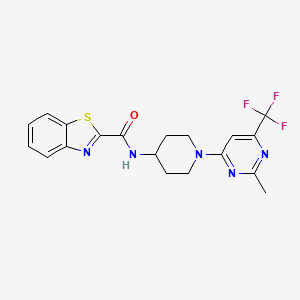 molecular formula C19H18F3N5OS B2377740 N-(1-(2-methyl-6-(trifluoromethyl)pyrimidin-4-yl)piperidin-4-yl)benzo[d]thiazole-2-carboxamide CAS No. 2034598-86-0