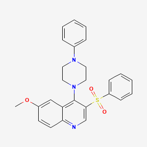 molecular formula C26H25N3O3S B2377752 3-(benzenesulfonyl)-6-methoxy-4-(4-phenylpiperazin-1-yl)quinoline CAS No. 866845-17-2