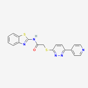molecular formula C18H13N5OS2 B2377765 N-(1,3-benzothiazol-2-yl)-2-{[6-(pyridin-4-yl)pyridazin-3-yl]sulfanyl}acetamide CAS No. 894001-95-7