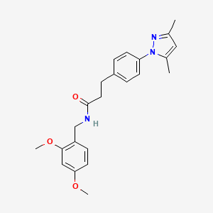 molecular formula C23H27N3O3 B2377802 N-(2,4-dimethoxybenzyl)-3-(4-(3,5-dimethyl-1H-pyrazol-1-yl)phenyl)propanamide CAS No. 2034245-53-7