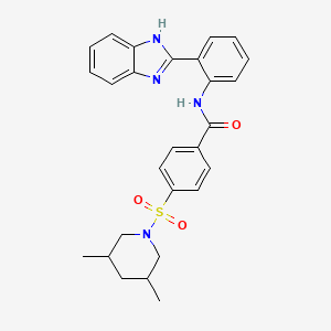 molecular formula C27H28N4O3S B2377810 N-[2-(1H-1,3-benzodiazol-2-yl)phenyl]-4-[(3,5-dimethylpiperidin-1-yl)sulfonyl]benzamide CAS No. 361478-67-3