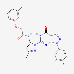 N-(1-(1-(3,4-dimethylphenyl)-4-oxo-4,5-dihydro-1H-pyrazolo[3,4-d]pyrimidin-6-yl)-3-methyl-1H-pyrazol-5-yl)-2-(m-tolyloxy)acetamide