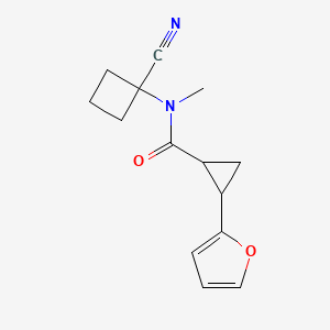 molecular formula C14H16N2O2 B2377826 N-(1-Cyanocyclobutyl)-2-(furan-2-yl)-N-methylcyclopropane-1-carboxamide CAS No. 1444296-86-9
