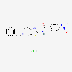 molecular formula C20H19ClN4O3S B2377829 N-(5-benzyl-4,5,6,7-tetrahydrothiazolo[5,4-c]pyridin-2-yl)-4-nitrobenzamide hydrochloride CAS No. 1189956-85-1