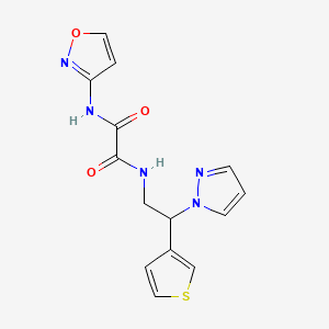 molecular formula C14H13N5O3S B2377882 N-(1,2-oxazol-3-yl)-N'-[2-(1H-pyrazol-1-yl)-2-(thiophen-3-yl)ethyl]ethanediamide CAS No. 2097867-67-7