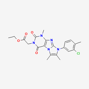molecular formula C21H22ClN5O4 B2377897 ethyl 2-[8-(3-chloro-4-methylphenyl)-1,6,7-trimethyl-2,4-dioxo-1H,2H,3H,4H,8H-imidazo[1,2-g]purin-3-yl]acetate CAS No. 878733-52-9