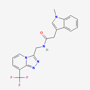 molecular formula C19H16F3N5O B2377975 2-(1-methyl-1H-indol-3-yl)-N-((8-(trifluoromethyl)-[1,2,4]triazolo[4,3-a]pyridin-3-yl)methyl)acetamide CAS No. 2034418-91-0
