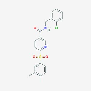 molecular formula C21H19ClN2O3S B2378004 N-(2-chlorobenzyl)-6-((3,4-dimethylphenyl)sulfonyl)nicotinamide CAS No. 1286727-44-3