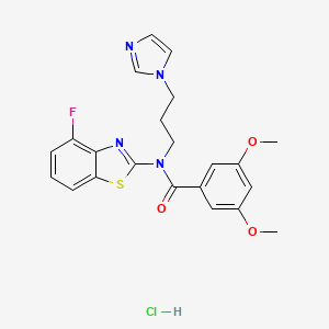 molecular formula C22H22ClFN4O3S B2378029 N-(3-(1H-imidazol-1-yl)propyl)-N-(4-fluorobenzo[d]thiazol-2-yl)-3,5-dimethoxybenzamide hydrochloride CAS No. 1216472-60-4