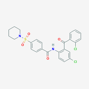 molecular formula C25H22Cl2N2O4S B2378050 N-[4-chloro-2-(2-chlorobenzoyl)phenyl]-4-piperidin-1-ylsulfonylbenzamide CAS No. 312593-00-3