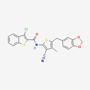N-(5-(benzo[d][1,3]dioxol-5-ylmethyl)-3-cyano-4-methylthiophen-2-yl)-3-chlorobenzo[b]thiophene-2-carboxamide