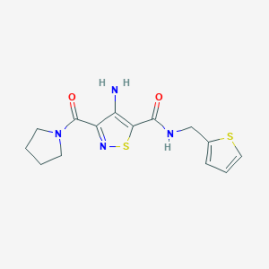 4-amino-3-(pyrrolidine-1-carbonyl)-N-(thiophen-2-ylmethyl)isothiazole-5-carboxamide
