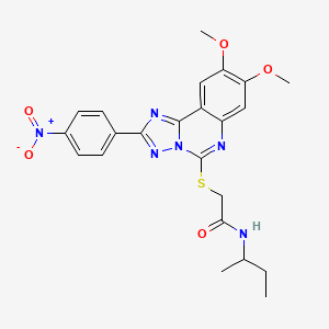 molecular formula C23H24N6O5S B2378122 N-(butan-2-yl)-2-{[8,9-dimethoxy-2-(4-nitrophenyl)-[1,2,4]triazolo[1,5-c]quinazolin-5-yl]sulfanyl}acetamide CAS No. 901756-22-7