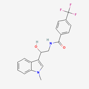 molecular formula C19H17F3N2O2 B2378126 N-[2-hydroxy-2-(1-methyl-1H-indol-3-yl)ethyl]-4-(trifluoromethyl)benzamide CAS No. 1448131-14-3