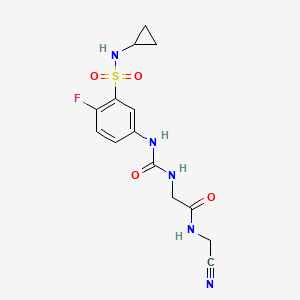 molecular formula C14H16FN5O4S B2378138 N-(Cyanomethyl)-2-[[3-(cyclopropylsulfamoyl)-4-fluorophenyl]carbamoylamino]acetamide CAS No. 2305385-96-8