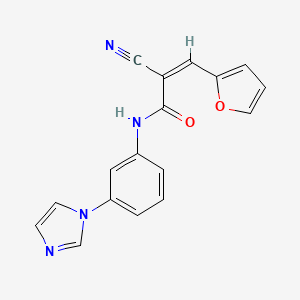 molecular formula C17H12N4O2 B2378140 (Z)-2-Cyano-3-(furan-2-yl)-N-(3-imidazol-1-ylphenyl)prop-2-enamide CAS No. 1424634-78-5