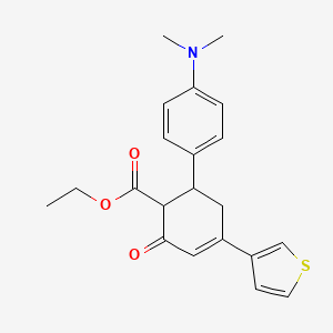 molecular formula C21H23NO3S B2378162 Ethyl 6-[4-(dimethylamino)phenyl]-2-oxo-4-(thiophen-3-yl)cyclohex-3-ene-1-carboxylate CAS No. 1788589-82-1