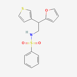 molecular formula C16H15NO3S2 B2378186 N-[2-(furan-2-yl)-2-(thiophen-3-yl)ethyl]benzenesulfonamide CAS No. 2097884-03-0