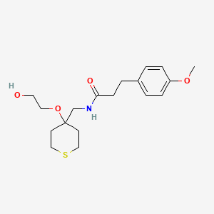 molecular formula C18H27NO4S B2378210 N-((4-(2-hydroxyethoxy)tetrahydro-2H-thiopyran-4-yl)methyl)-3-(4-methoxyphenyl)propanamide CAS No. 2319837-67-5