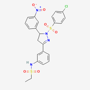 molecular formula C23H21ClN4O6S2 B2378211 N-(3-(1-((4-氯苯基)磺酰基)-5-(3-硝基苯基)-4,5-二氢-1H-吡唑-3-基)苯基)乙磺酰胺 CAS No. 851782-92-8