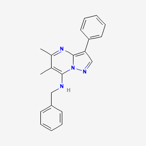 molecular formula C21H20N4 B2378222 N-benzyl-5,6-dimethyl-3-phenylpyrazolo[1,5-a]pyrimidin-7-amine CAS No. 900290-86-0
