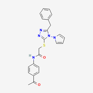 molecular formula C23H21N5O2S B2378270 N-(4-acetylphenyl)-2-{[5-benzyl-4-(1H-pyrrol-1-yl)-4H-1,2,4-triazol-3-yl]sulfanyl}acetamide CAS No. 896303-08-5