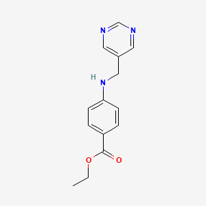 molecular formula C14H15N3O2 B2378273 Ethyl 4-((pyrimidin-5-ylmethyl)amino)benzoate CAS No. 1255716-72-3