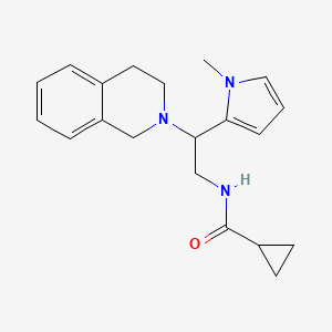 molecular formula C20H25N3O B2378274 N-(2-(3,4-dihydroisoquinolin-2(1H)-yl)-2-(1-methyl-1H-pyrrol-2-yl)ethyl)cyclopropanecarboxamide CAS No. 1049361-36-5