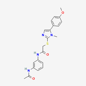 molecular formula C21H22N4O3S B2378287 N-(3-acetamidophenyl)-2-((5-(4-methoxyphenyl)-1-methyl-1H-imidazol-2-yl)thio)acetamide CAS No. 932485-76-2