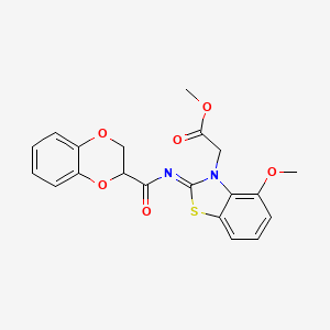 (Z)-methyl 2-(2-((2,3-dihydrobenzo[b][1,4]dioxine-2-carbonyl)imino)-4-methoxybenzo[d]thiazol-3(2H)-yl)acetate