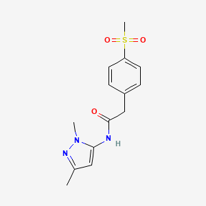 molecular formula C14H17N3O3S B2378301 N-(1,3-dimethyl-1H-pyrazol-5-yl)-2-(4-(methylsulfonyl)phenyl)acetamide CAS No. 1234902-85-2