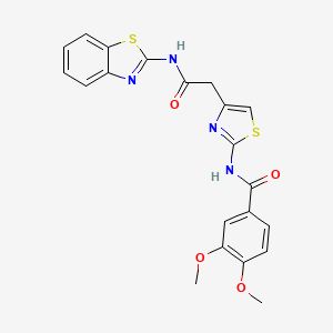molecular formula C21H18N4O4S2 B2378303 N-(4-(2-(benzo[d]thiazol-2-ylamino)-2-oxoethyl)thiazol-2-yl)-3,4-dimethoxybenzamide CAS No. 1005295-16-8