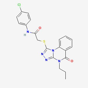 molecular formula C20H18ClN5O2S B2378313 N-(4-chlorophenyl)-2-({5-oxo-4-propyl-4H,5H-[1,2,4]triazolo[4,3-a]quinazolin-1-yl}sulfanyl)acetamide CAS No. 938628-93-4