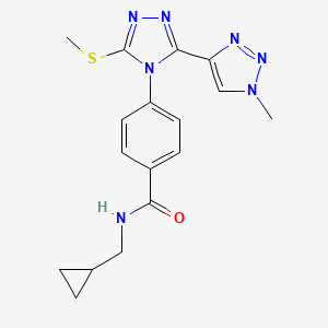 molecular formula C17H19N7OS B2378352 N-(cyclopropylmethyl)-4-[3-(1-methyl-1H-1,2,3-triazol-4-yl)-5-(methylsulfanyl)-4H-1,2,4-triazol-4-yl]benzamide CAS No. 2380040-65-1
